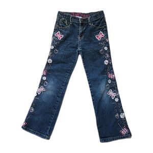 Wallflower Embroidered Butterfly Jeans Womens 6 Bootcut Y2K Floral Stretch Denim